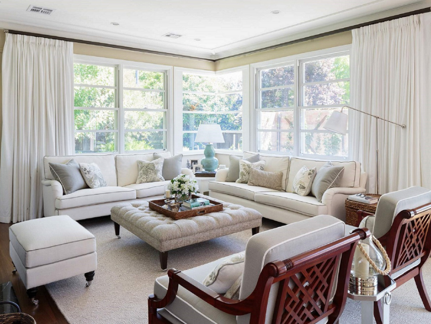 hamptons family living room reid act classic style drapery sofa upholstered ottoman
